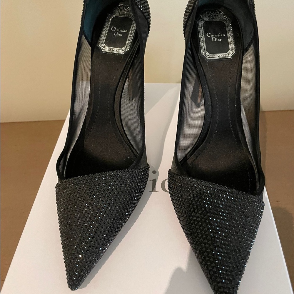 Christian Dior Suede and Satin Black Heels size 38.5 with box and dust bag - Picture 3 of 5